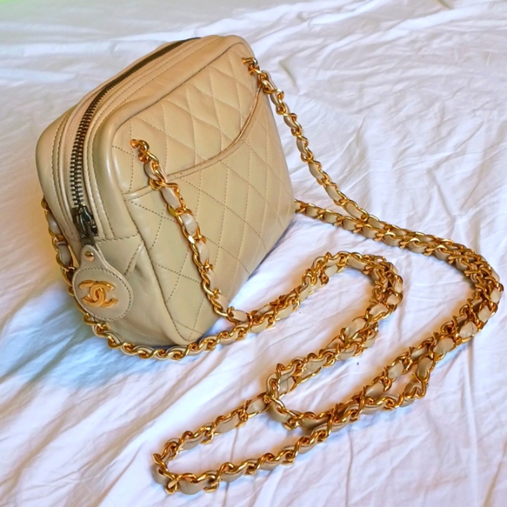 Authentic vintage Chanel Lambskin camera bag